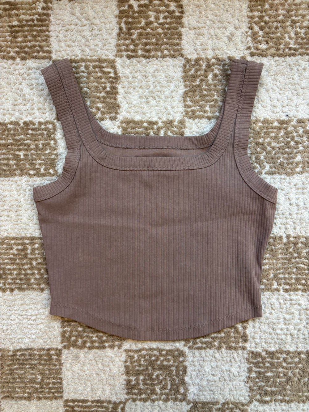 Madewell Ribbed Square-Neck Tank in Mauve Brown - Small